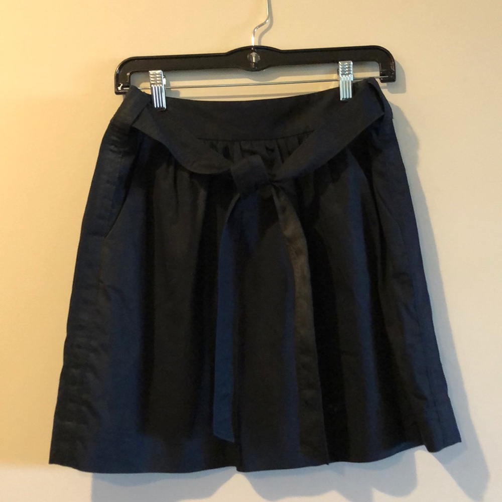 Black cotton front tie skirt